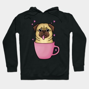 Pug in A Pink Mug Hoodie